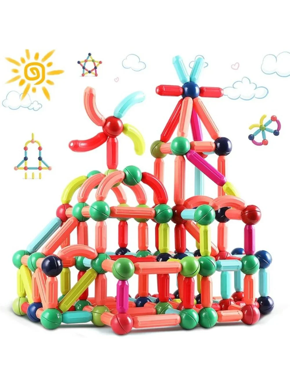 Magnetic Building Blocks Set for Kids 4-8 | STEM Construction Toys, 64PCS